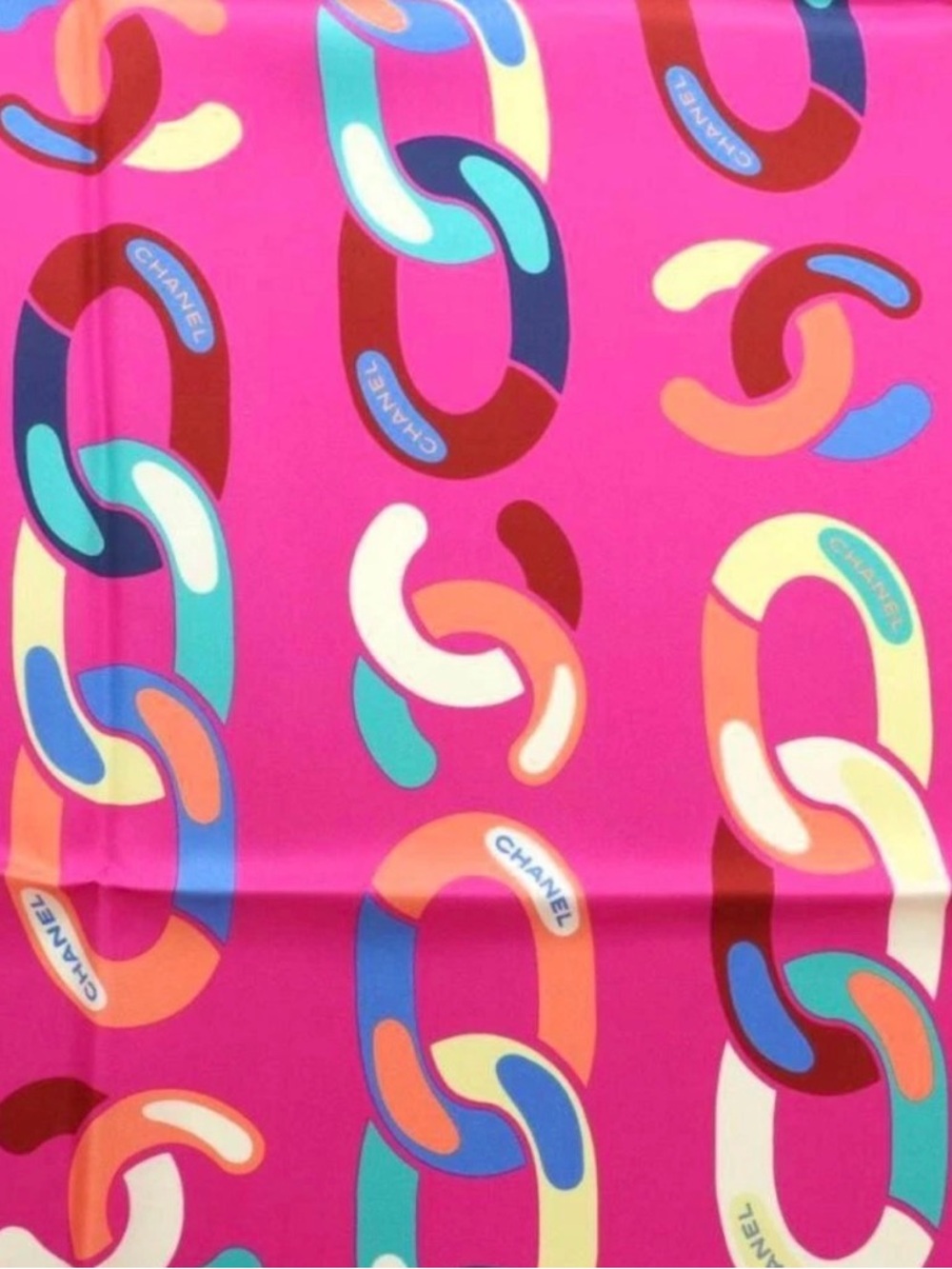 Chanel Pink Chain Pattern Silk Scarf - Picture 5 of 5